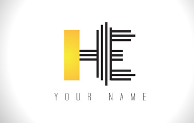 HE Black Lines Letter Logo. Creative Line Letters Vector Template.