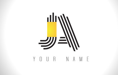 JA Black Lines Letter Logo. Creative Line Letters Vector Template.