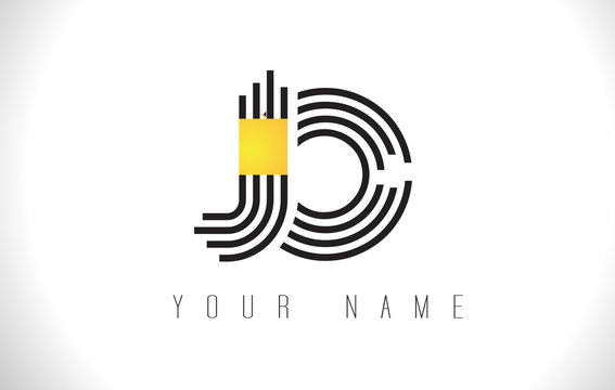 JO Black Lines Letter Logo. Creative Line Letters Vector Template.