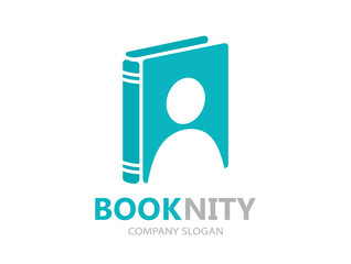 Unique book and man logo combination design template