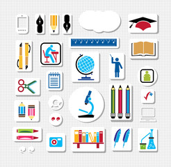 Set of silhouettes of objects Back to school