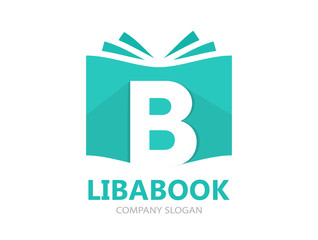  logo combination of a book and letter b