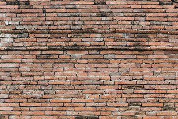 Fototapeta premium Old Brick Wall Of Temple In Ayutthaya Province,Thailand.