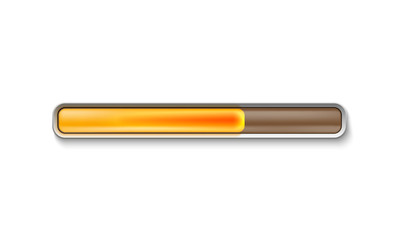 Orange loading bar isolated on white background.