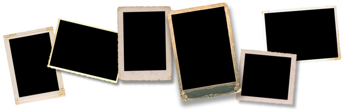 real six blank old pictures, clipping path for the inside, vintage frame