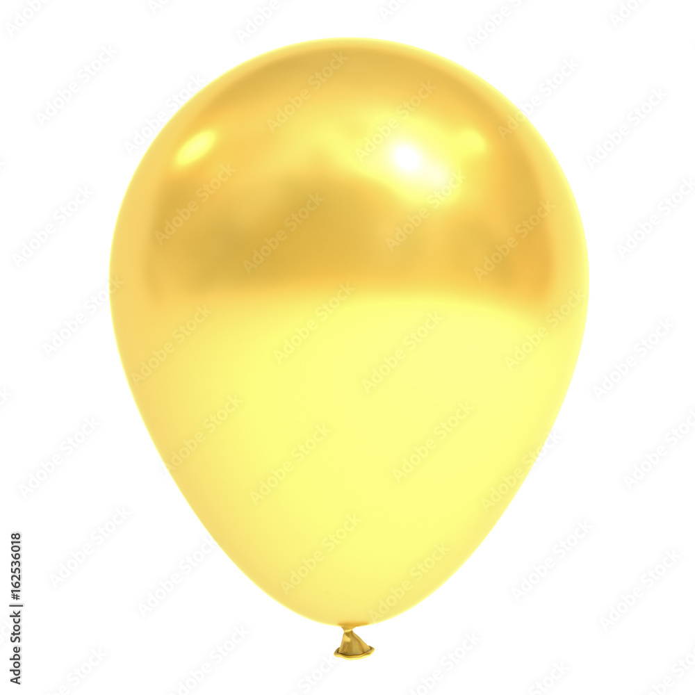 Aufkleber golden balloon isolated over white background with reflection . 3d rendering.