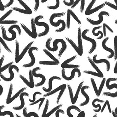 Grunge letters seamless pattern. Vector hand writing VS or versus seamless texture