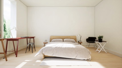 Bedroom design modern have lamp,3D rendering