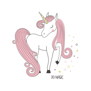 Fototapeta Magical unicorn. Kids illustration for clothing