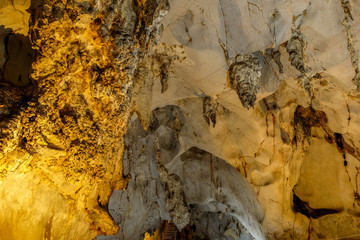 Beautiful Stalactites on the Trails inside the Muang On Cave Chiang Mai, Thailand.