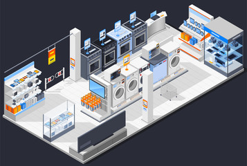 Electrical Shop Isometric Composition