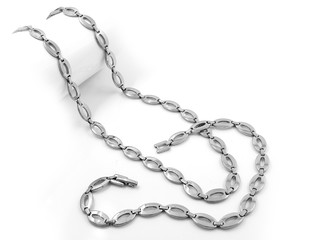 Set of bracelet and necklace - Silver on white