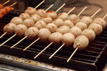 Grilled sausages at the market