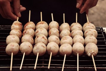 Grilled sausages at the market