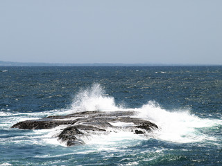 Fototapeta premium 岩礁に打ち付けられた波のしぶき