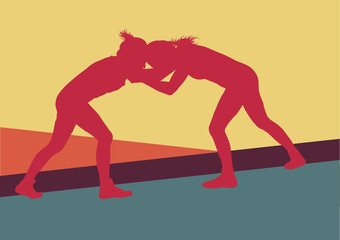 Greek roman wrestling woman fight vector