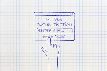hand about to click on double authentication pop-up message