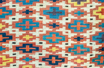 Geometric traditional kilim carpet detail