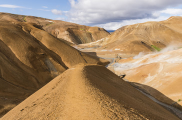 Orange Hills with Tourist in Kerlingarfjoll, Iceland