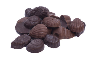 Chocolate candies isolated on white