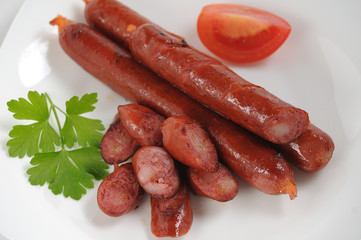 Sausages on a white background