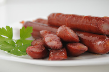 Sausages on a white background