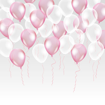 Pink Transparent Balloon On Background.