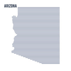 Vector abstract hatched map of State of Arizona with lines isolated on a white background.