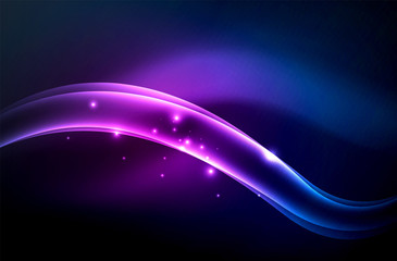 Vector glowing wave, smoke