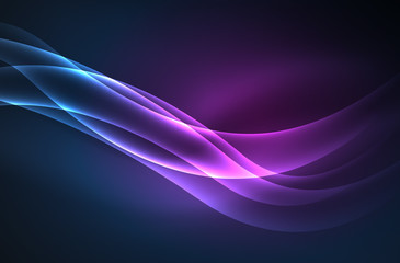 Vector glowing wave, smoke