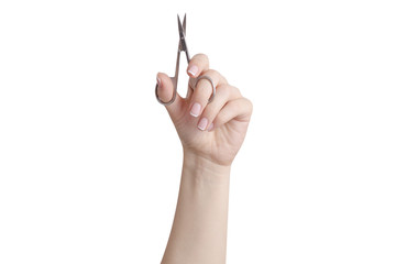 Nail scissors in hands