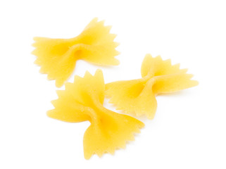 Traditional farfalle pasta isolated on a white background