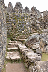 Maisons incas du Machu Picchu au Pérou