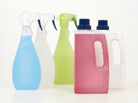 Cleaning products bottles