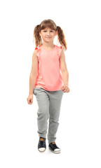 Cute funny girl on white background