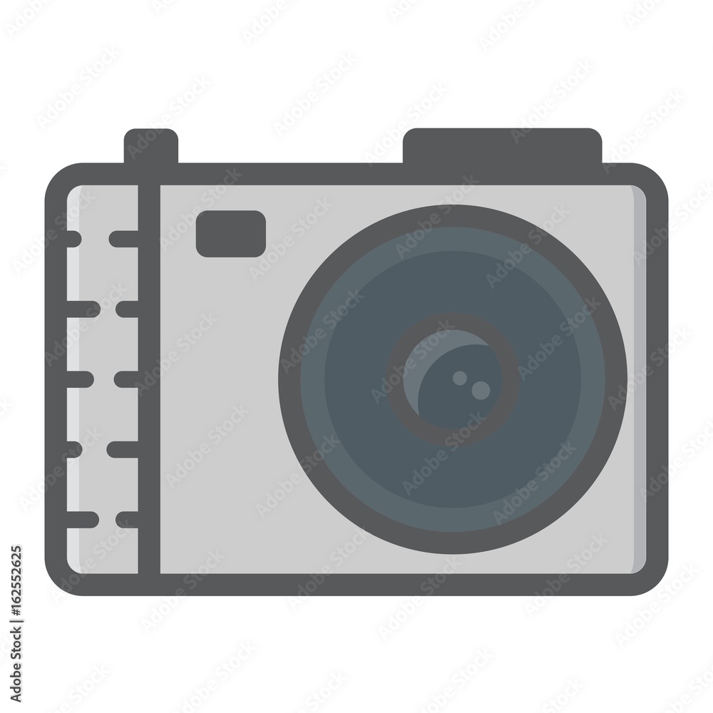 Poster camera colorful line icon, photo and capture, vector graphics, a filled pattern on a white backgroun