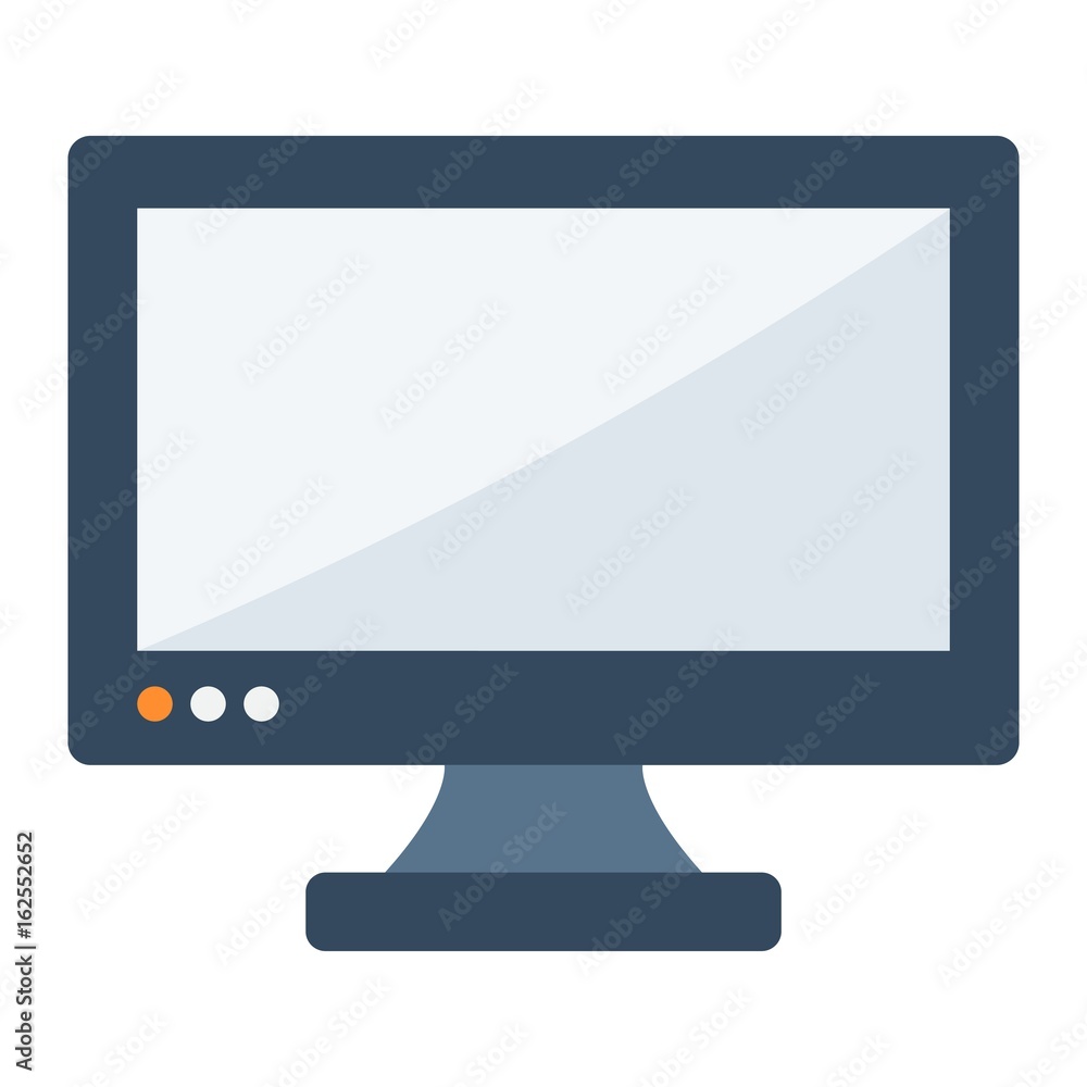 Poster computer monitor flat icon, screen and device, vector graphics, a colorful solid pattern on a white 