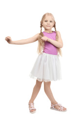 Cute funny girl on white background