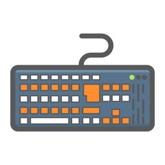 Keyboard colorful line icon, button and device, vector graphics, a filled pattern on a white background, eps 10.