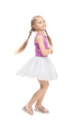 Cute active girl on white background