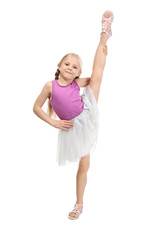 Cute active girl on white background