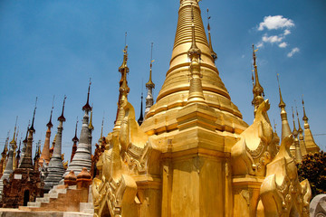 Stupas and pagodas in Indein, Inle Lake, Myanmar