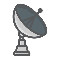 Satellite Dish colorful line icon, antenna and radar, vector graphics, a filled pattern on a white background, eps 10.