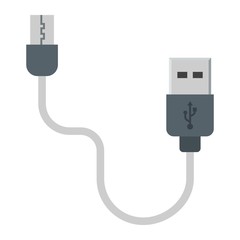 USB cable flat icon, connector and charger, vector graphics, a colorful solid pattern on a white background, eps 10.