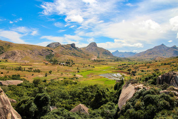 Fototapeta na wymiar Beautiful landscape and villages in Madagascar