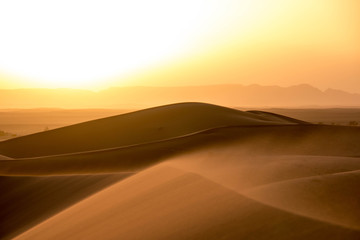Fototapeta na wymiar Sunrise in the Sahara Desert at Erg Chebbi, Morocco