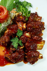 T-bone pork with red wine sauce, thailand fusion food