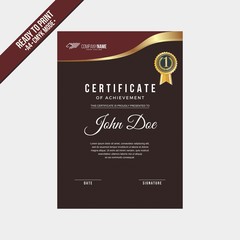 Elegant Red maroon Certificate decorated template shapes and golden lines vector
