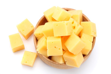 piece of cheese isolated on white background