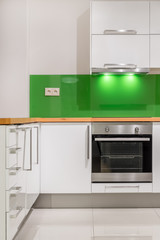 Kitchen with modern, white furniture